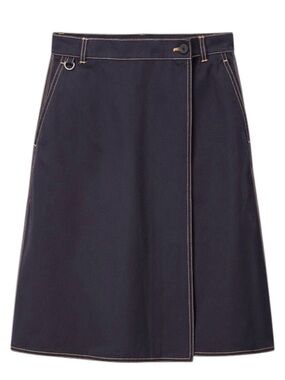 Uniqlo x JW Anderson navy denim a-line wrap midi skirt Sz 6 excellent condition